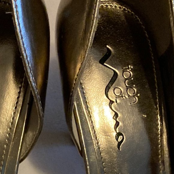 Nina Gold Glitter, Rhinestone Open Toe Pumps - Picture 5 of 5